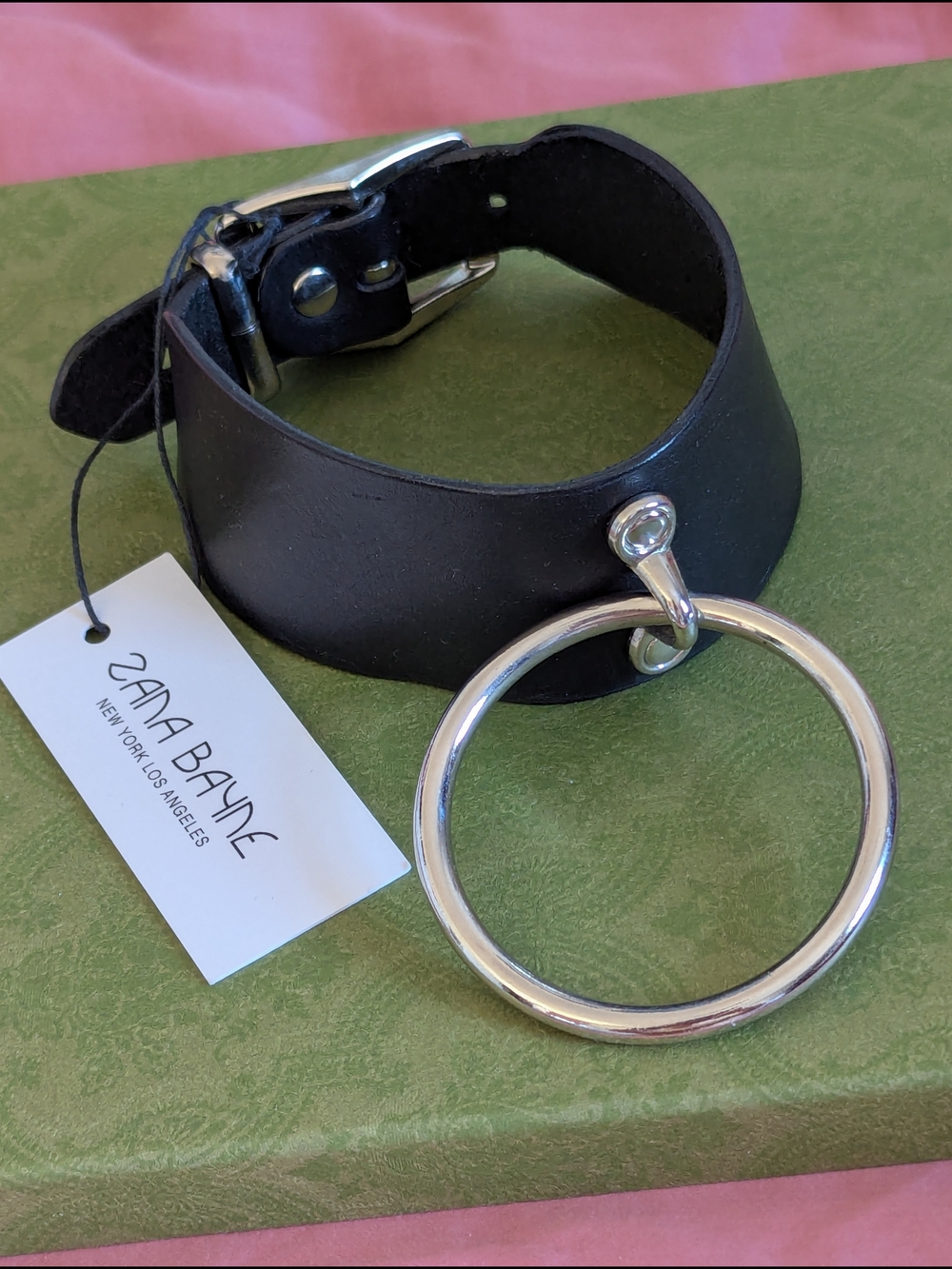 Zana Bayne Nwt Black Leather O-Ring Choker Necklace